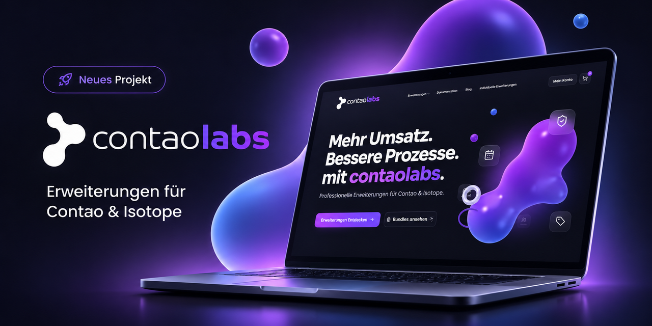 Website von contaolabs in futuristischer Neon-Optik