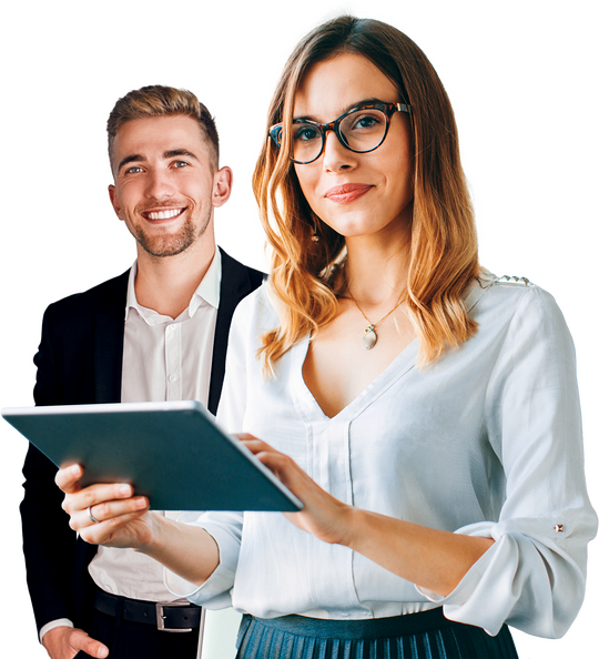 Ansprechpartner der Werbeagentur ZSTOV Projekt mit Tablet