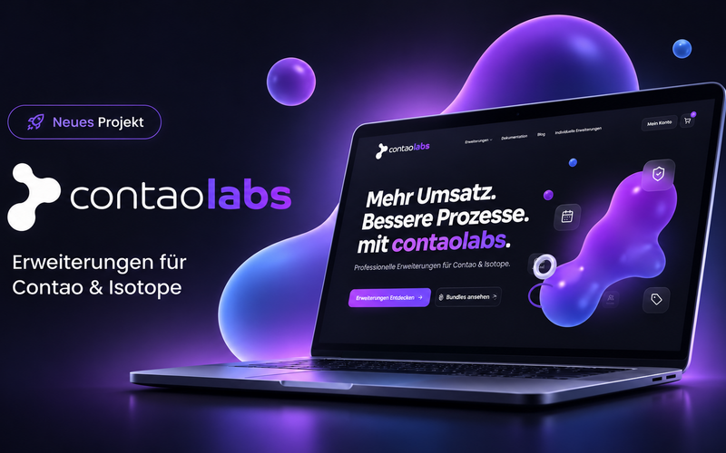 Website von contaolabs in futuristischer Neon-Optik