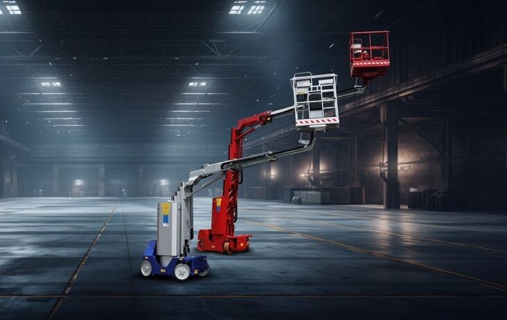 Gelenkteleskop-Arbeitsbühne von Lehmann Zugangstechnik in einer Halle