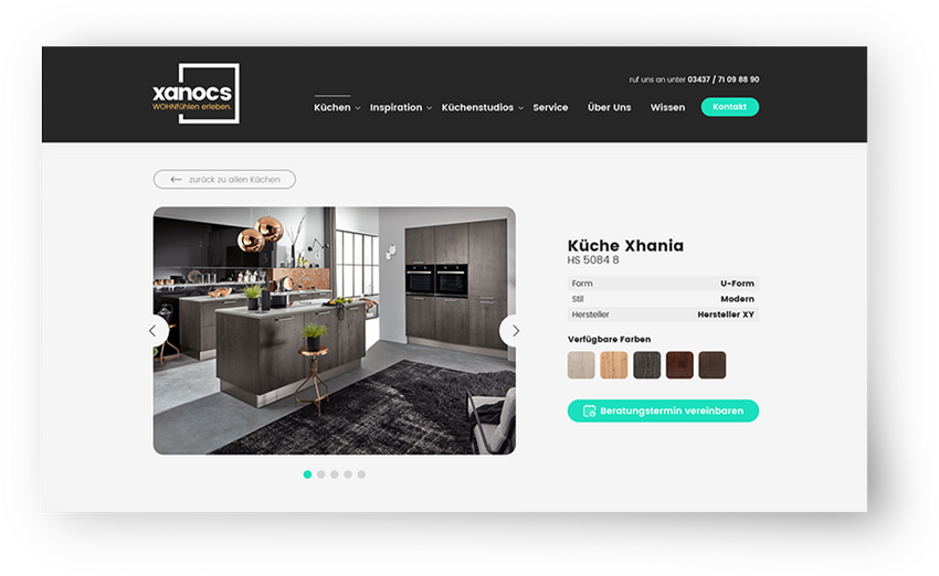 Website Xanocs Küchenstudio – Unterseite